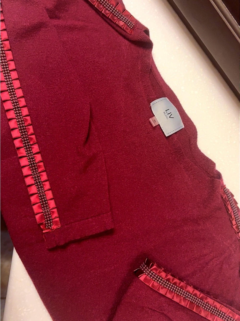 Liv Milano Red Wine Knit Cardigan